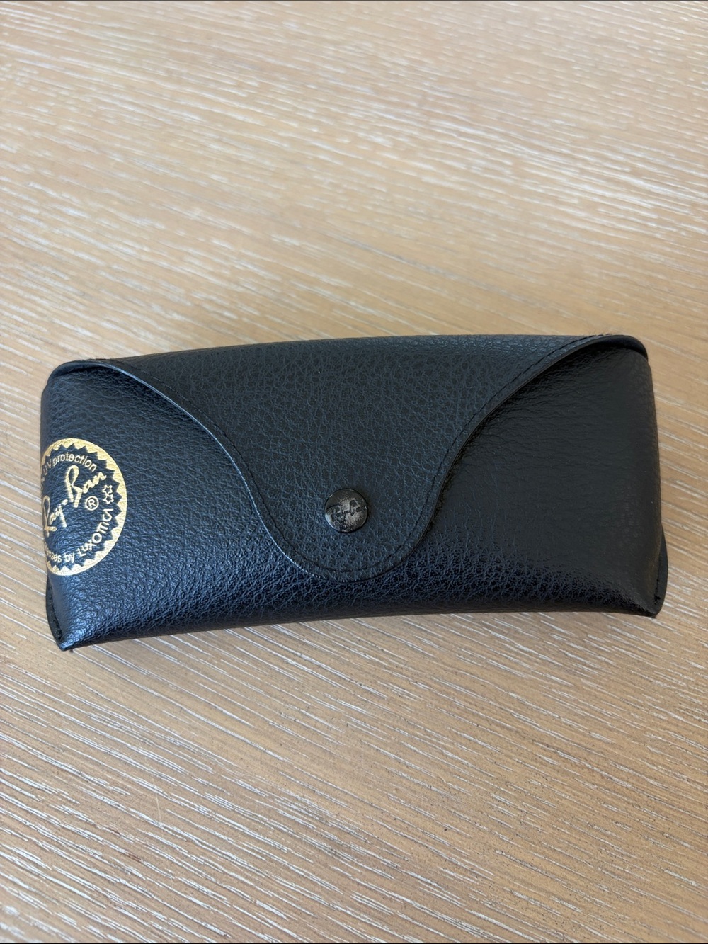Ray-Ban Black Leather Sunglasses Pouch with Gold Logo